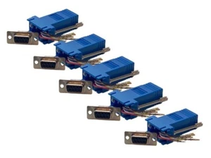 5-Pack azul hembra DB9 9 pines a RJ45 8 conductores Conector adaptador modular de crimpado - Imagen 1 de 4