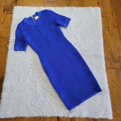 Vestido Feminino Torn By Ronny Kobo XS Bodycon Sem Mangas Bainha Azul Zíper Exposto - Imagem 1 de 4