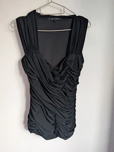 Coast Black Chiffon Sleeveless Ruched Blouse Size 12 (T33) - Picture 1 of 7