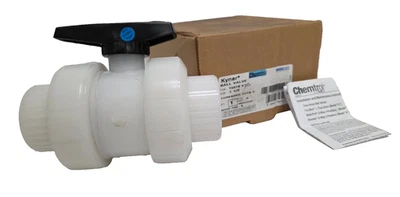 Nibco Chemtrol T66TB-V Ball Valve C, 1-1/2" FNPT Union, Kynar PVDF FKM 150psi - Image 1 of 4