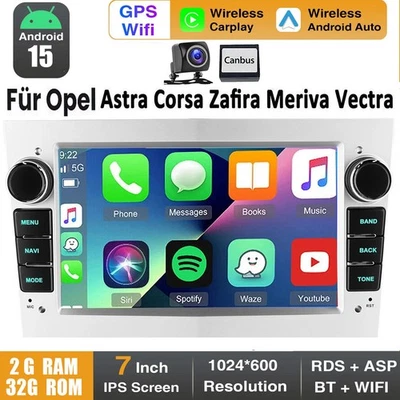 Android 15 Carplay Für Opel Astra H Corsa C D Zafira Autoradio GPS NAVI RDS +AHD - Bild 1 von 4