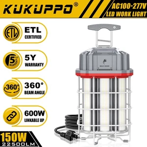 Linkable- 150W LED Temporary Work Light Warehouse Industrial Jobsite Lighting - Picture 1 of 21