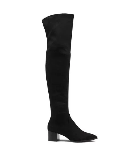 Steve Madden 7 M Black Suede Fabric Over Knee Fashion BOOTS Block Heel
