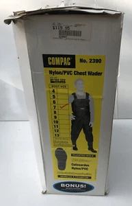 Compac Chest Waders Size 7 Nylon PVC Cleated Sole Fishing New Open Box - Picture 1 of 3
