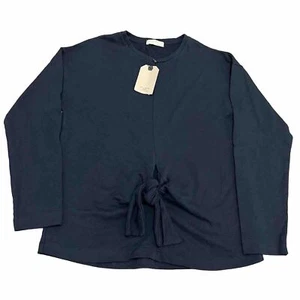 New Zara Girls Navy Bow Tie Up Light Cotton Sweater Sweatshirt-Youth 13/14-1195 - Picture 1 of 10