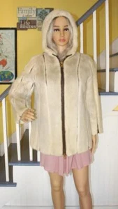 Nice Vintage MINK Fur Parka Hooded Jacket Coat Zip Front Women's Petite M - Picture 1 of 14