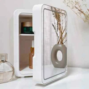 Milo Skincare Fridge with Dimmable LED Mirror 4 L/6 Can, Makeup Mini Fridge for - Picture 1 of 7