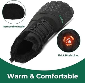 Barfußschuhe Gefüttert Herren Winterschuhe Damen Warm Winterstiefel Schwarz - Bild 1 von 6