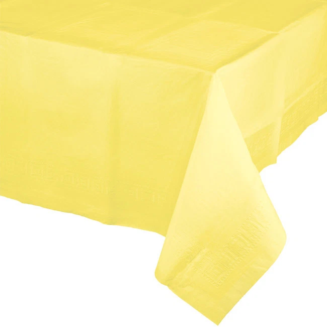Mantel amarillo de 2 capas de papel polietileno para banquetes 54" x 108" vajilla suministros para fiestas Foto 1 de 1