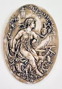 Placa de pared vintage ovalada mujer griega camafeo 16,5" "Arte de la historia" - Imagen 1 de 7
