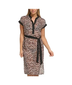 NWT DKNY Women's Leopard Print MIDI Swim Cover Up Dress Size S $90 8B581 - Picture 1 of 1