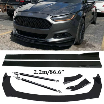 Front Bumper Lip Spoiler Splitter Glossy Black Extension For Ford Fusion Foto 1 de 4