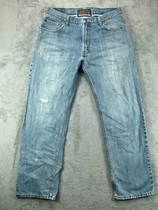 LEVIS 701S 559 Jeans Mens 36x32 Relaxed Jeans Straight Leg Destroyed Blue Denim - Picture 1 of 23