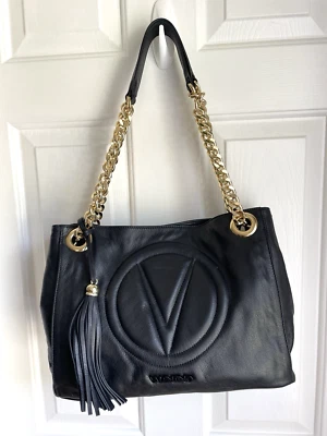 Valentino by Mario Valentino Luisa Signature Shoulder Bag Satchel Black Leather - Image 1 of 4
