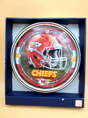 Kansas City Chiefs NFL Round 12" Chrome Clock Wincraft Brand New Cover