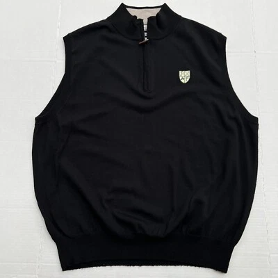 Chaleco Peter Millar Para Hombres Extra Grande Negro Golf 1/4 Cremallera Lana Merino Logo Deportes Foto 1 de 4