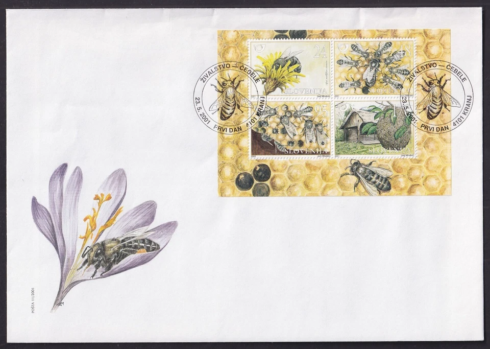 Slovenia, 2001 (Mi. 351/4, Bees, Honey FDC - Image 1 of 1