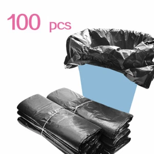 Garbage Bag Household Black Disposable Kitchen Bathroom Trash Plastic Pouch x100 - Picture 1 of 8