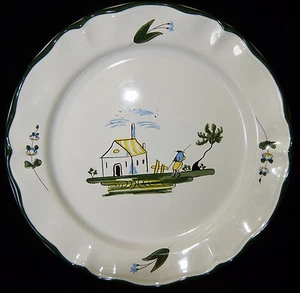 Piatto Minty VARAGES 1 Albero CABANON 11" Chop Lg Casetta Francese Francia - Foto 1 di 6