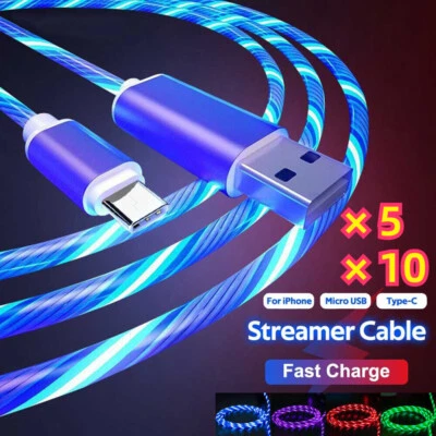 3 in 1 Wholesale LED Fast Charging Cable Bulk Charger cable For iPhone TypeC USB - Image 1 of 4