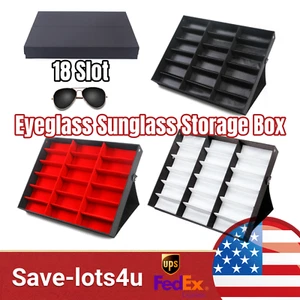 Caja de almacenamiento de gafas de sol de 18 ranuras vitrina organizador coleccionista - Imagen 1 de 34