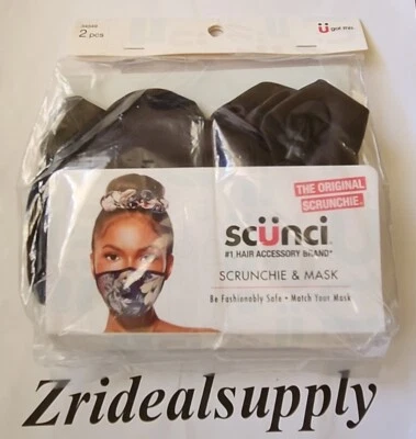 Scunci Hair Scrunchie & Face Mascarilla Set 2 Piezas NEGRO Foto 1 de 3