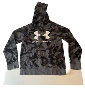 BOYS’ UNDER ARMOUR HOODIE, BLACK/GREY camouflage SIZE YOUTH LARGE - Picture 1 of 6