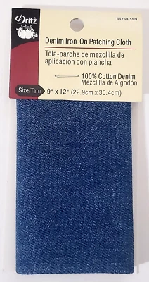 DRITZ Denim Iron-On Patching Cloth - FADED BLUE - 9" x 12" - Image 1 of 4