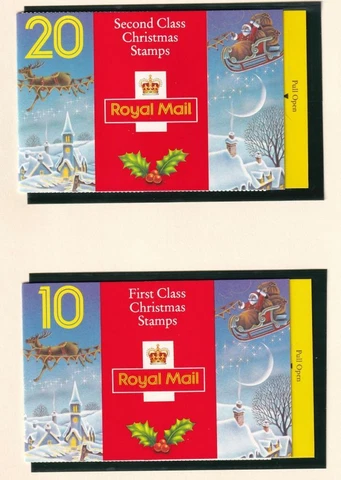 GB SUPERB VF-MNH MERRY XMAS FROM THE ROYAL MAIL 10 & 20 1st CLASS BOOKLETS Cover