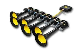 BASURI 2.0 EDITION 6 AIR HORNS 19 MELODIES 12/24V TRACTOR TRUCK CAR BABY SHARK - Picture 1 of 9