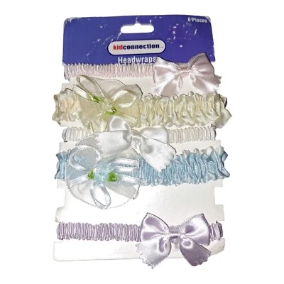 Lote Antigo de 5 Envoltórios de Cabeça Formais para Bebês Recém-nascidos Acetinados com Babado - Imagem 1 de 4