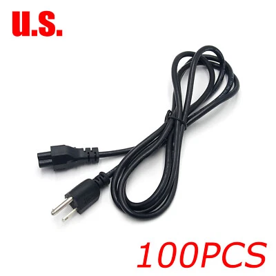 100 Pcs 6ft3 Prong Mickey Mouse Power Cord Cable for Laptop PC Printer Adapter - Image 1 of 4