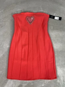 Fashion Nova Women’s Size Small Red Lover Bandage Micro Mini Dress NWT Stretch - Picture 1 of 13