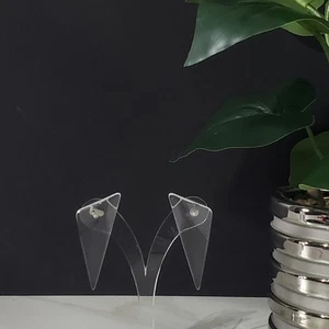 Vintage Ohrringe 80er Jahre Lucite transparent klar Dreieck - Bild 1 von 12