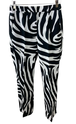 Weekend Max Mara Couture  Zebra Print Cropped Pant Size 0 Black White Pockets - Image 1 of 3