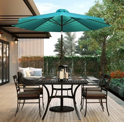 9 FT Outdoor Patio Round Umbrella Aluminum Pole Crank and Tilt Function Teal - Image 1 of 4
