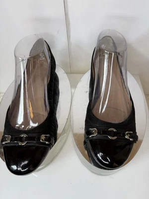 Zapatos planos de ballet Nurture para mujer talla 8,5 negros con puntera de cuero sin cordones Myriam Foto 1 de 4