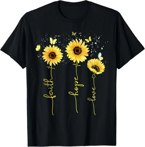 Christian for Women Sunflower Faith Hope Love T-Shirt Hoodie - Picture 1 of 17