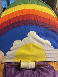 Aquilone uccellino bianco vintage arcobaleno sole drago aquilone BELLO 25 piedi - Foto 1 di 7