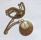 Vintage Watch Pendant Slava Glory Ussr Gold Plated Au 17 Stones
