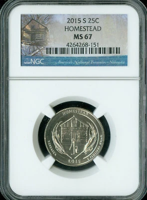 2015 S HOMESTEAD QUARTER NGC MS67 2ND FINEST GRADE . - Image 1 of 2