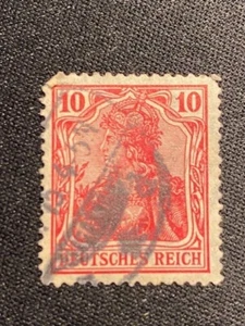 Rare 1900s Germany Stamp 10 Pf Deutsches Reich Red White Stamp Used / Free Ship - Picture 1 of 3