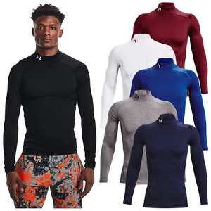 Under Armour Mens ColdGear Compression Mock Gym Workout Baselayer Top - Picture 1 of 19