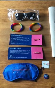 Ebay Open Swag Lot of 9 pcs Pins Bracelets Eye Mask Bag 2018 Brand New 