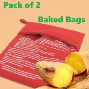 ( PACK of 2 ) Microwave Potato Corn Bread Cooker Baked Bag Washable Reusable UK - Picture 1 of 7