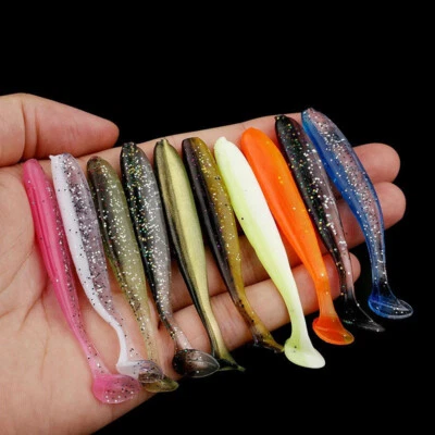 30PCS Fishing Soft Plastic Lures Paddle Tail Shad Worm Bait Swimbaits Bass Trout - Image 1 of 4