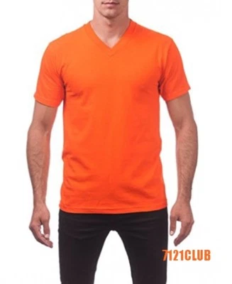 PRO CLUB MEN V NECK T SHIRT CAMO TEE PROCLUB PLAIN SHORT SLEEVE BIG & TALL S-7XL - Image 1 of 2