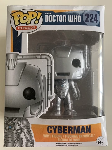 Cyberman 224 ~ Doctor Who ~ Funko Pop Vinyl ~ BBC Television + Pop Protector Cover