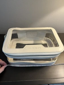Oh Beauty Clear Beige Zippered Makeup Bag Skincare Tolietries 8.5 x 6 x 5” NEW - Picture 1 of 6