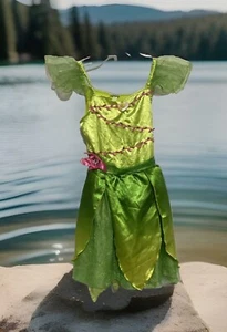 Tinkerbell Disney Fairies Girls Med 8-10 Green Pink Dress Costume *NO WINGS* - Picture 1 of 9